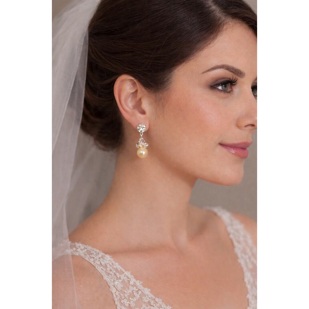 Vintage Volanta Collection Swarovski Crystal Bead Faux Pearl Dangle Earrings NEW